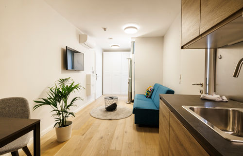 The well-equipped kitchen-living room in the Apartment.