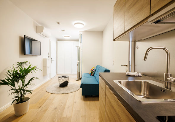 Die modern ausgestattete Wohnküche im Apartment Komfort Plus.